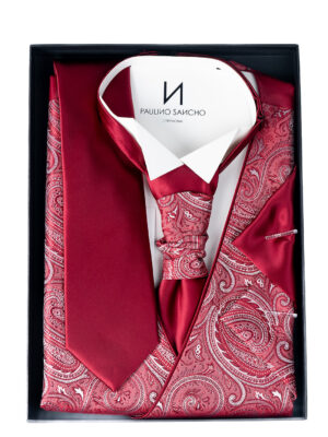 Pack Chaleco Estampado Cashmere Rojo