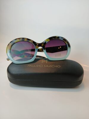 Gafas de sol redondas carey con degradado azul