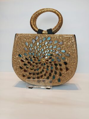 Bolso joya con asa redonda dorada