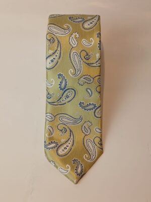 Corbata de Seda Oro Viejo con Estampado Cachemir Bordado