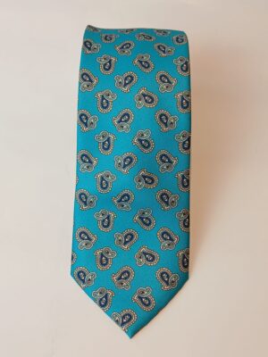 Corbata de Seda Turquesa con Estampado Cachemir Clásico