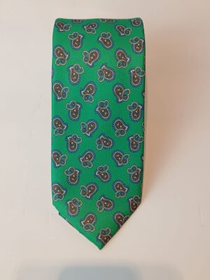Corbata de Seda Verde Esmeralda con Motivo Cachemir