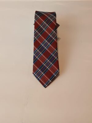 Corbata de Seda con Cuadro Escocés Burdeos y Azul Marino