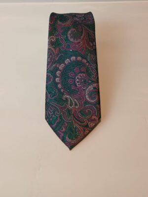 Corbata paisley verde y burdeos