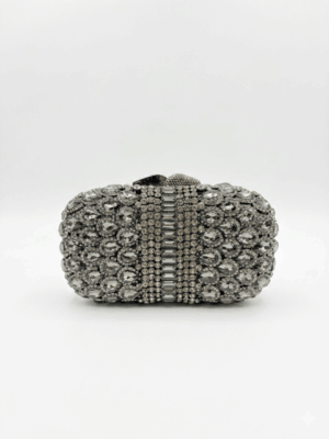 Bolso de mano clutch gris plata